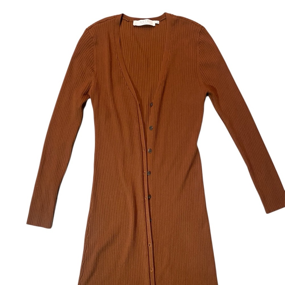 Astr Long Sleeve Brown Dress - Picture 2 of 6